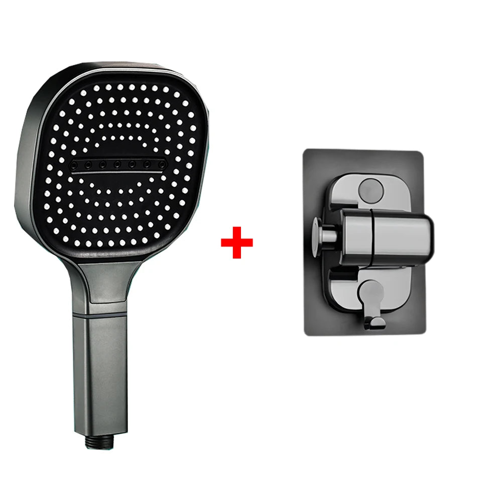 13CM Big Panel High Pressure Shower Head with Filter 3 Modes Large Flow Spray Rainfall Nozzle Square Bathroom ShowerHead