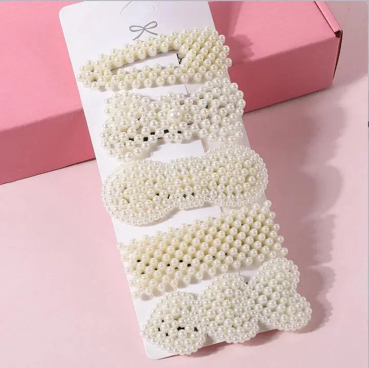 5Pcs Simulated Pearl Hair Clips For Women Korean Women Hairpins Girl Geometric Hair Barrettes Fashion Hairgrip Hair Accessories