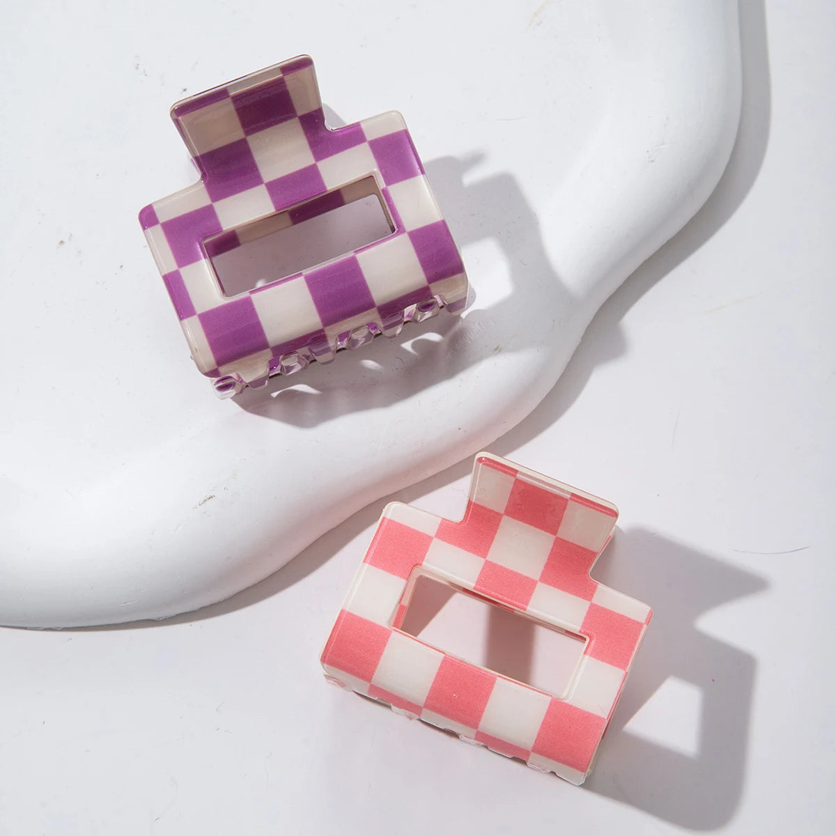 2inch Colorful Checkered Rectangle Hair Claw Clips For Women Girls Fashion Hair Clips For Styling Claw Clamps Hair Accessories