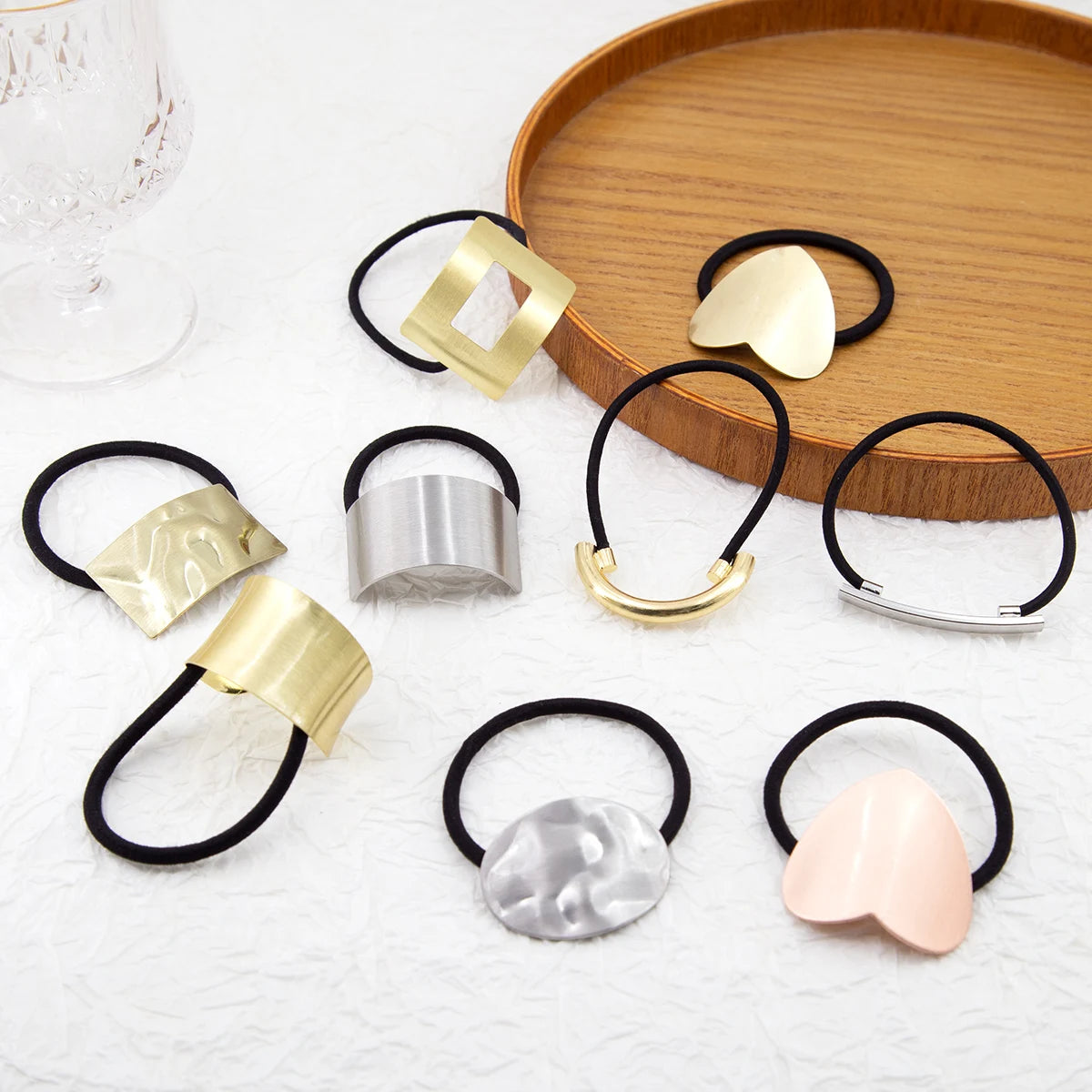 New Korea Women Hair Ropes Metal Hair Bands Ponytail Holder Rubber Band Gum for Hair Ties Scrunchies Hairband Hair Accessories