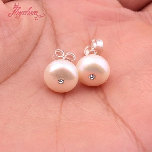 9mm Round Pink Purple White Natural Freshwater Pearl Elegant Minimalist Stud Earrings 1 Pair Party Anniversary Jewelry Gift