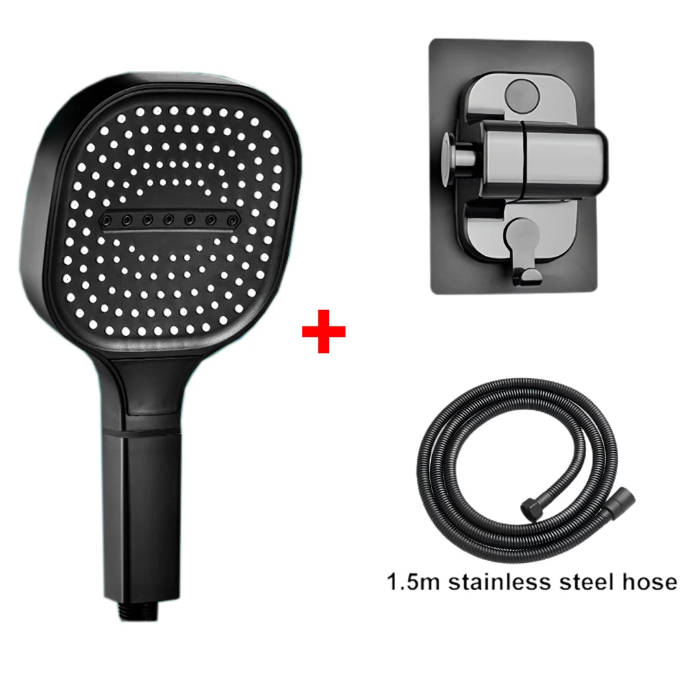 13CM Big Panel High Pressure Shower Head with Filter 3 Modes Large Flow Spray Rainfall Nozzle Square Bathroom ShowerHead