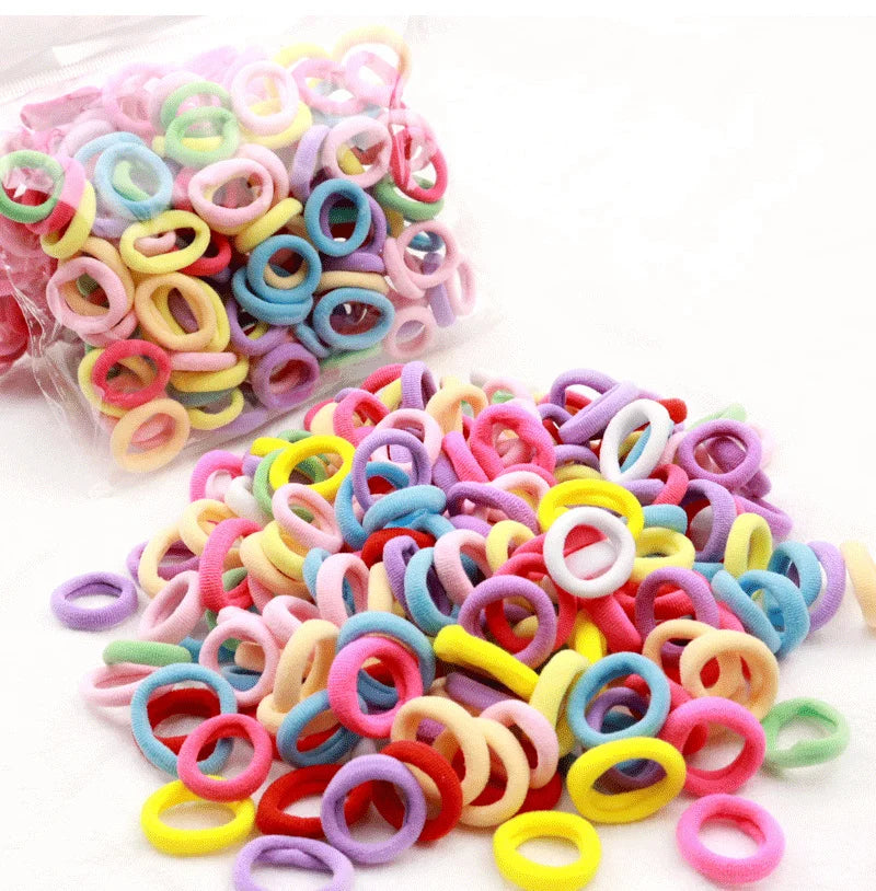 100/200PCS Women Girls Colorful Nylon Elastic Hair Bands Ponytail Hold Small Hair Tie Rubber Bands Scrunchie Hair Accessories