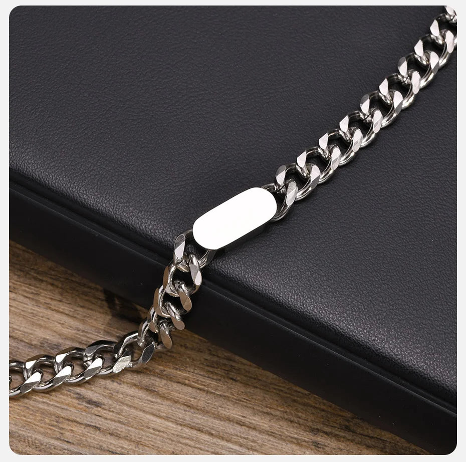 Vnox Mens Womens Cuban Chain Bracelets, 7.5mm Stainless Steel links Wristband, Adjustable Simple Personality Jewelry