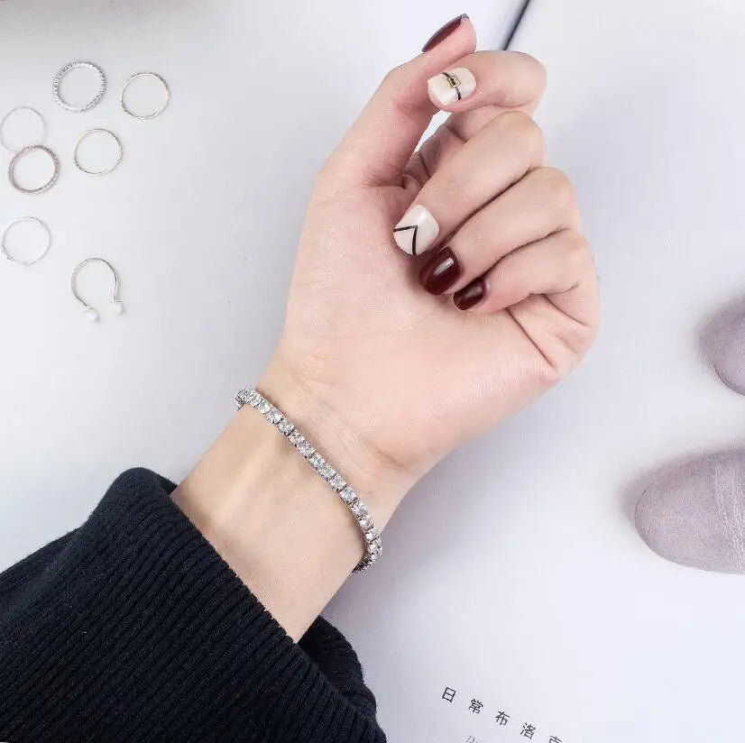 Charm Bracelets For Women High Quality S925 Silver Platinum Plated Moissanite Bracelet Simple Personality Wedding Jewelry Gift