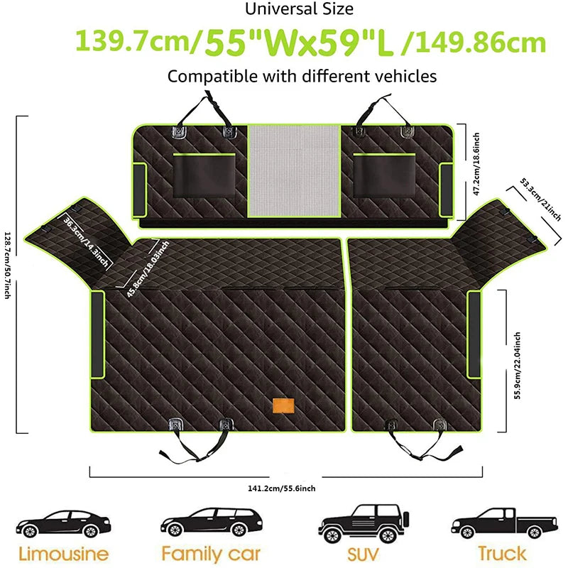 Upgraded 6-in-1 Dog Car Seat Cover For Back Seat, 100% Waterproof Dog Car Hammock With Mesh Window  For Cars Trucks And SU