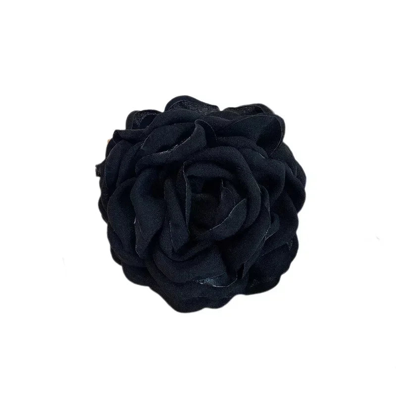 Korean Fabric Rose Flower Hair Claw Clip Women Girls Fashion Barrettes Plastic Hair Grab Clamp Headwear Hair Accessories