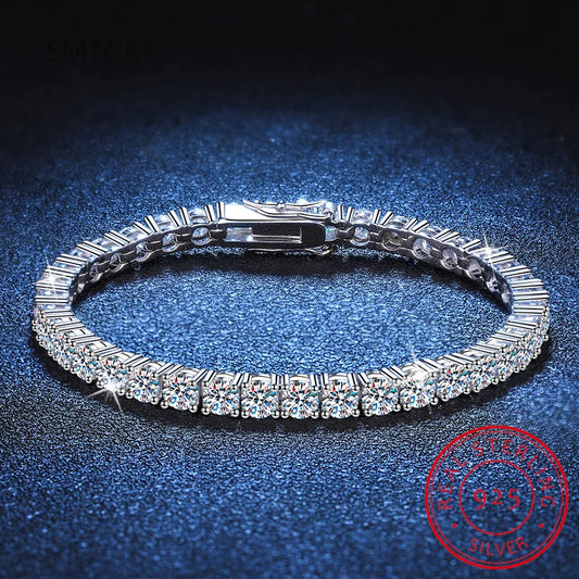 Charm Bracelets For Women High Quality S925 Silver Platinum Plated Moissanite Bracelet Simple Personality Wedding Jewelry Gift