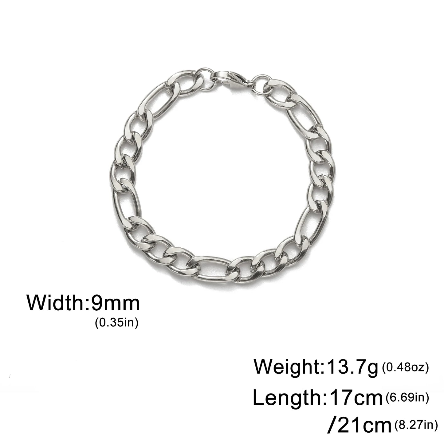 Lucktune Figaro Chain Bracelet for Men Women Stainless Steel Width 3-10 MM Bracelets Punk Jewelry Couple Gift Pulsera Hombre New