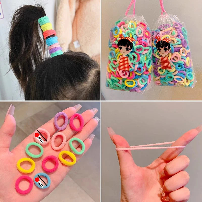 100/200PCS Women Girls Colorful Nylon Elastic Hair Bands Ponytail Hold Small Hair Tie Rubber Bands Scrunchie Hair Accessories