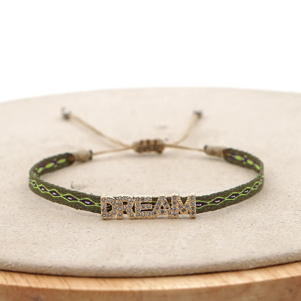 KKBEAD Handmade Braided Bracelet Rhinestones Letter Charm Bracelets for Women Evil Eye Pulseras Jewelry Gift for Friends