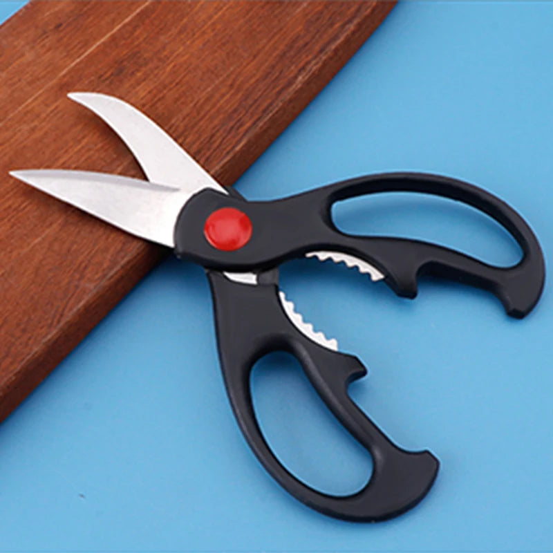 Scissors Stainless Steel Kitchen Household Bone Scissors Chicken Wings Fish Chopper Bottle Opener Clip Walnut Kitchen Tools