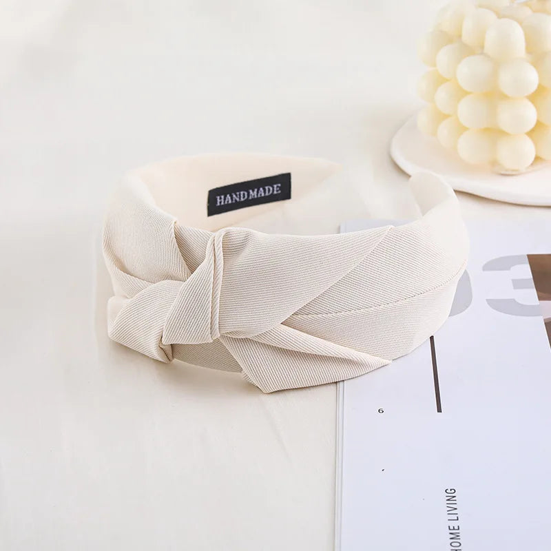 New Fashion Knotted Headbands for Women Solid Color Girls Cloth Hair Bands Wide Hairband Soft Hair Hoop Hair Accessories