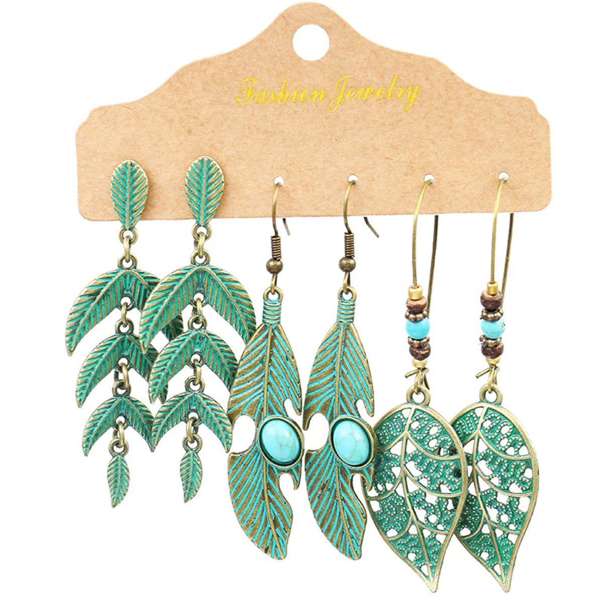 Boho Ethnic Vintage Geometric Earrings Set For Women Fashion Hollow Metal Waterdrop Round Leaf Tassel Drop Earring Party Jewelry
