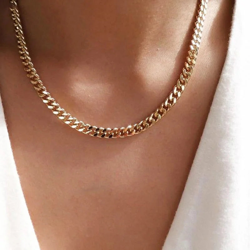 Vnox 3-7mm Cuban Chain Necklaces for Men Women, Stainless Steel Miami Curb Links Chain, Basic Cool Boy Collar