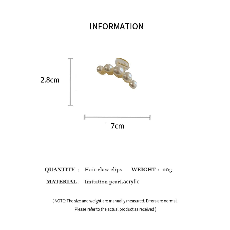 Round Imitation Pearl Hair Claw Clips for Women French LuXury Geometric Large Shark Clip Back Head Hairgrips Elegant Styling