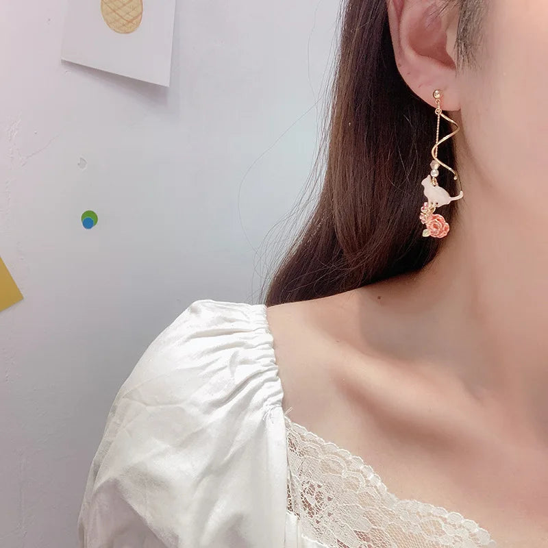 New Flower Bohemia Hanging Earrings Women Fashion Long Tassel Rhinestone Flowers Earring Female Wedding Party Jewelry Gift