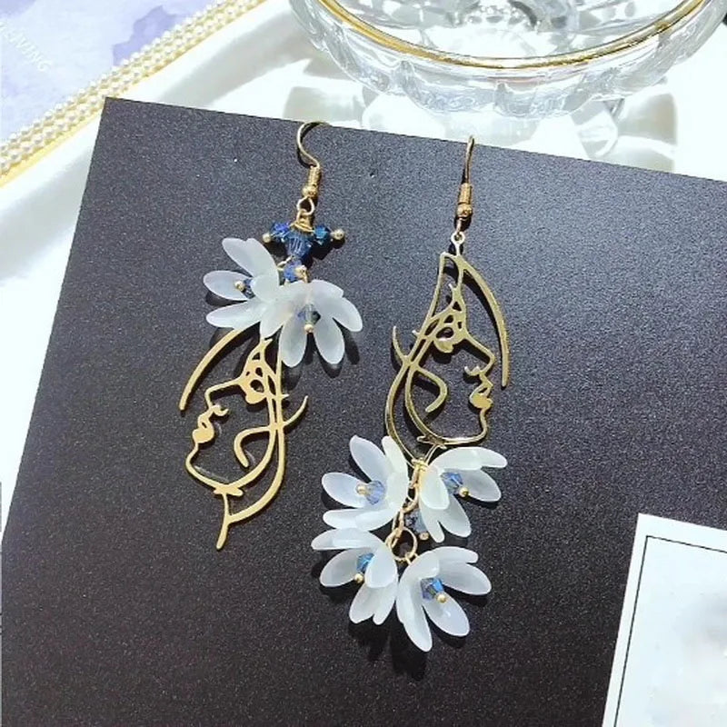New Flower Bohemia Hanging Earrings Women Fashion Long Tassel Rhinestone Flowers Earring Female Wedding Party Jewelry Gift