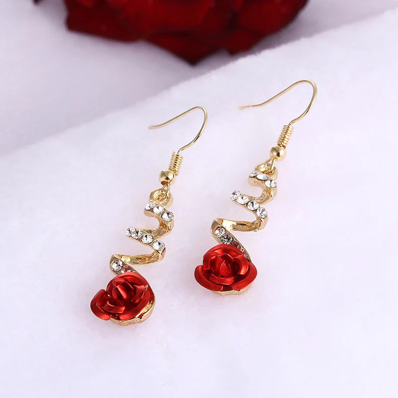 New Flower Bohemia Hanging Earrings Women Fashion Long Tassel Rhinestone Flowers Earring Female Wedding Party Jewelry Gift