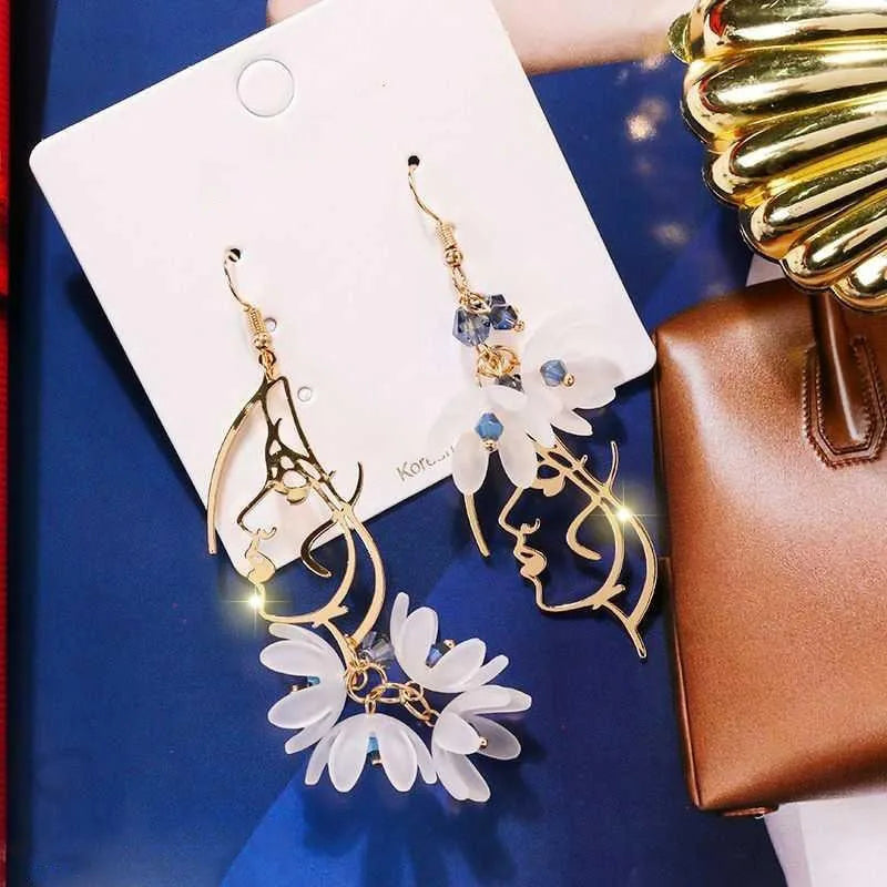 New Flower Bohemia Hanging Earrings Women Fashion Long Tassel Rhinestone Flowers Earring Female Wedding Party Jewelry Gift