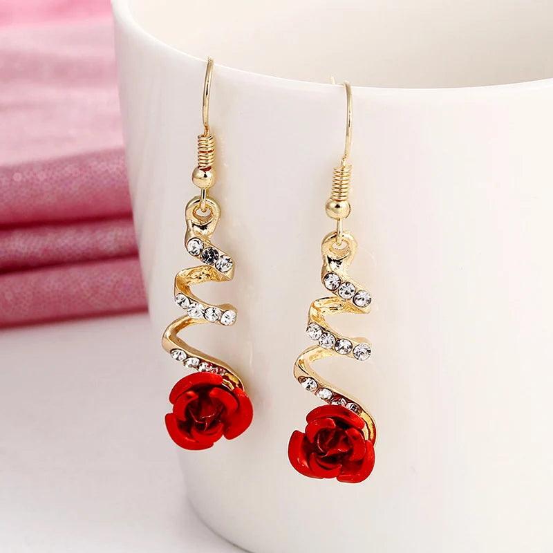 New Flower Bohemia Hanging Earrings Women Fashion Long Tassel Rhinestone Flowers Earring Female Wedding Party Jewelry Gift